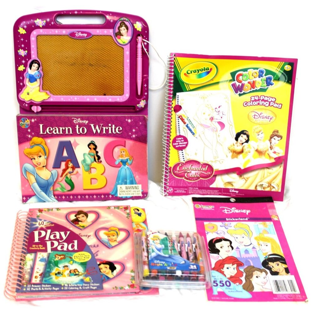 Disney Princess Activity Set Learn Write Color Wonder Crayons Play Pad Stickers